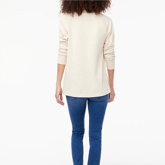 J. Crew Factory Wide Button-Collar Tunic Sweatshirt Oatmeal Heather - Picture 2 of 16